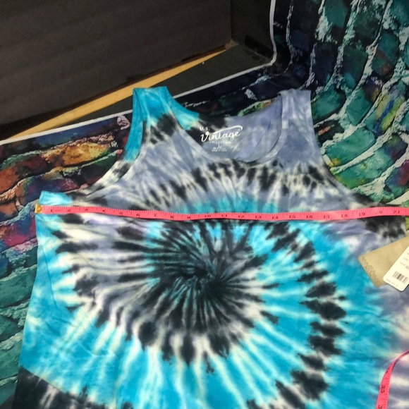 Blue and Black Tie-Dye Tank Top - Picture 2 of 7